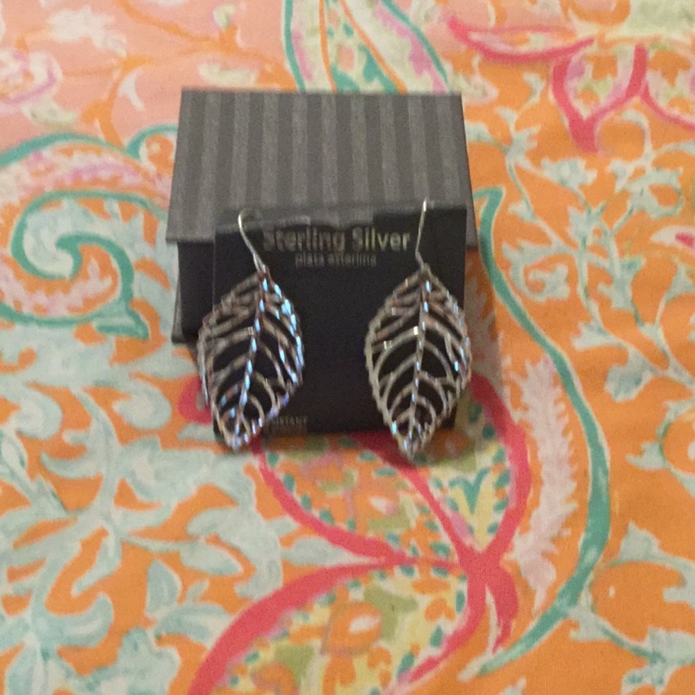 Sterling silver leaf earrings
